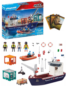 PLAYMOBIL 70769 DUŻY KONTENEROWIEC Z ŁODZIĄ SŁUŻB + ZESZYT GRATIS!