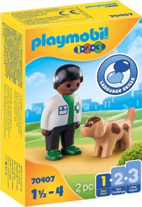 PLAYMOBIL 70407 WETERYNARZ Z PIESKIEM 1.2.3 KLOCKI
