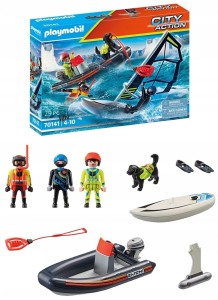 PLAYMOBIL 70141 surfer i ponton ratowniczy z psem
