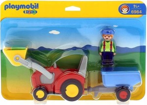 PLAYMOBIL 6964 1.2.3: Rolnik z ciągnikiem i przyczepą