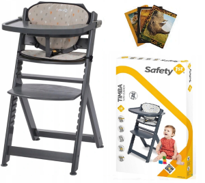 SAFETY 1ST TIMBA KRZESEŁKO DO KARMIENIA DREWNIANE WARM GRAY + GRATIS ZESZYT