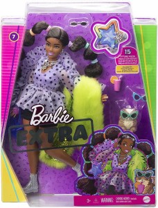 Lalka Barbie Mattel Extra Moda Zielone futro GXF10