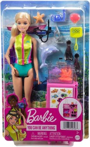 BARBIE Kariera Lalka Biolożka + Walizka Akcesoria HMH26