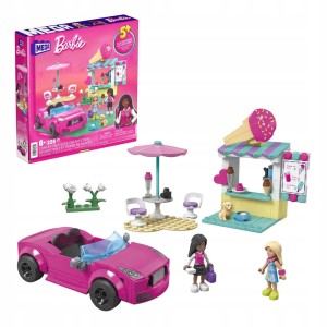 MEGA BARBIE KLOCKI ZESTAW KABRIOLET I STOISKO Z LODAMI AUTO 226 EL. 6+