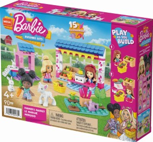 MEGA BLOKS KLOCKI BARBIE FARMA TARG FARMERSKI 90 elementów klocków