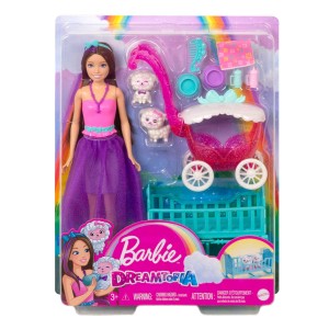 LALKA BARBIE SKIPPER Z WÓZKIEM I BOBASAMI OWIECZKI HLC29