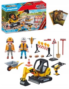 PLAYMOBIL 71045 KOPARKA ROBOTY DROGOWE BUDOWALNE + gratis zeszyt