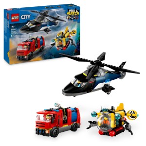 LEGO City 60462 Zestaw z helikopterem, wozem strażackim i łodzią podwodną