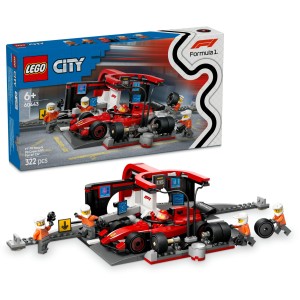 Klocki LEGO City 60443 F1 Pit stop i mechanicy z bolidem Ferrari