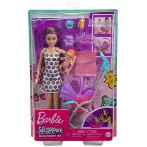 Barbie Skipper Opiekunka dziecięca z wózkiem GXT34