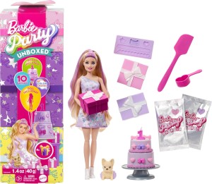 MATTEL BARBIE PARTY UNBOXED IMPREZOWE NIESPODZIANKI JFG70