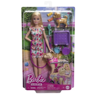 Barbie Lalka i piesek na wózku Zestaw HTK37