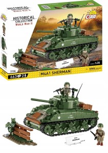 Klocki COBI 3126 czołg SHERMAN M4A1 podstawowy, amerykański czołg średni