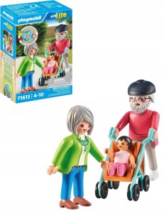 Playmobil 71613 Dziadkowie z wnukiem figurki Babcia Dziadek Wnuczek wózek