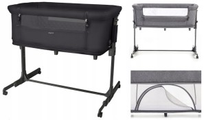 Espiro Cloud Łóżeczko dostawne i kojec 3w1 kol. 10 BLACK SHADOW