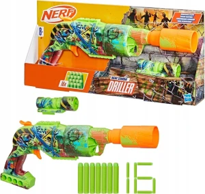 NERF ZOMBIE Wyrzutnia DRILLER + 16 STRZAŁEK Sprzęt Bojowy WIERTARKA 8+ Lat
